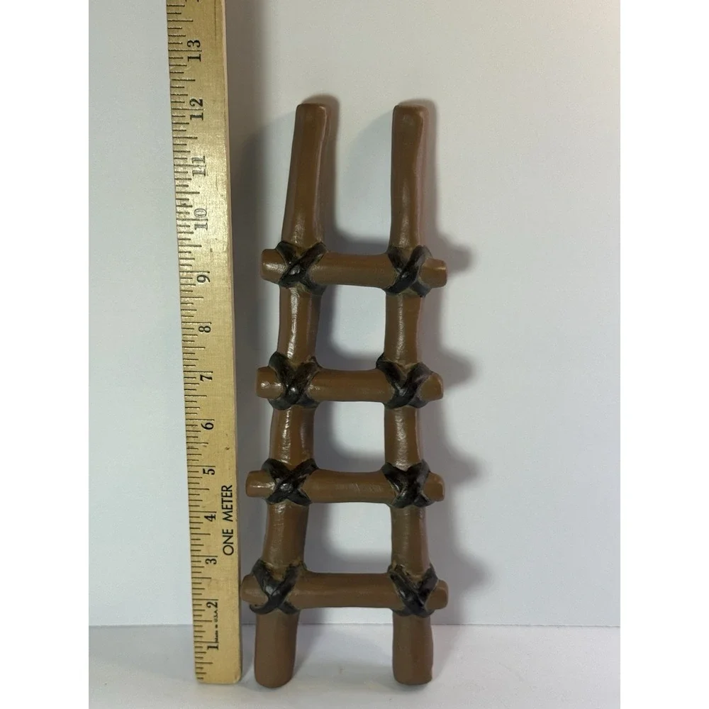 Ceramic Log Ladder Fish Tank Ornament Reptile Basking Ramp Fairy Garden Decor